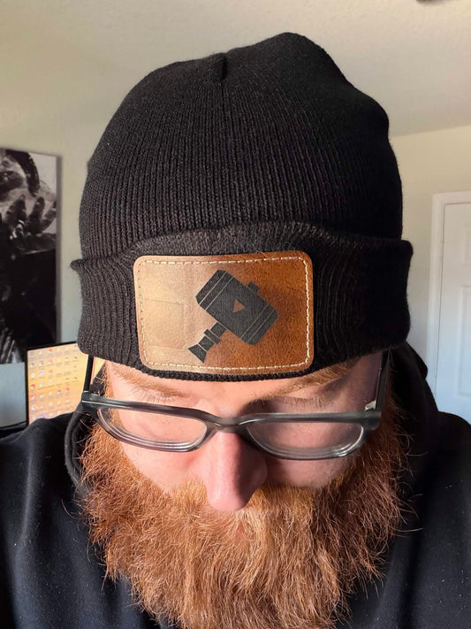 Leather Patch Beanie